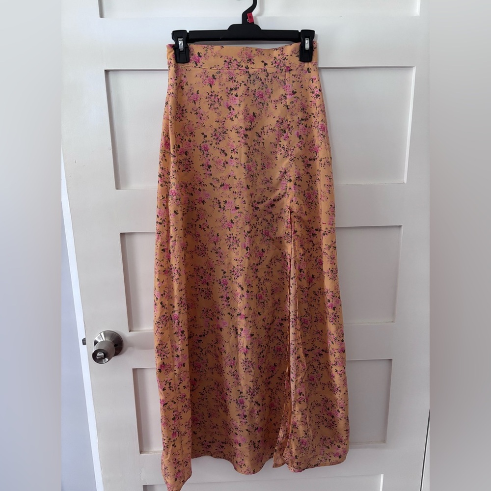 Floral Peach Maxi Skirt